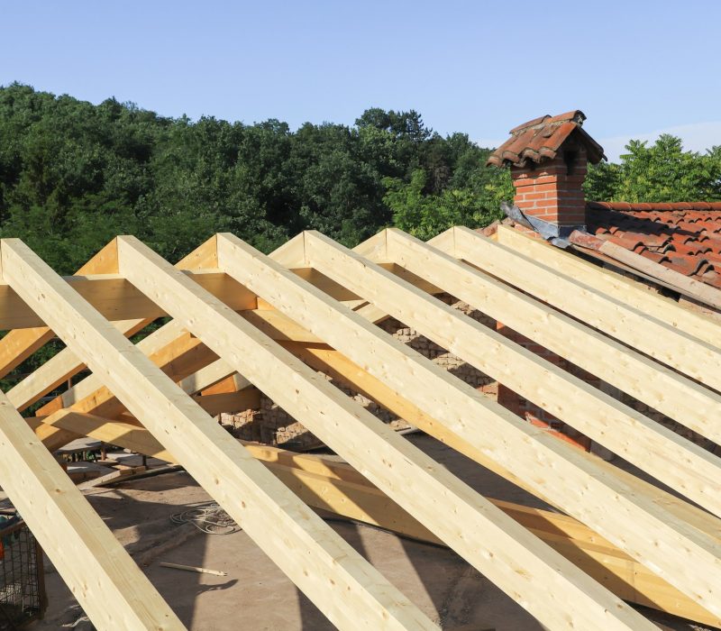 construction site - renovation of a roof - wooden beams