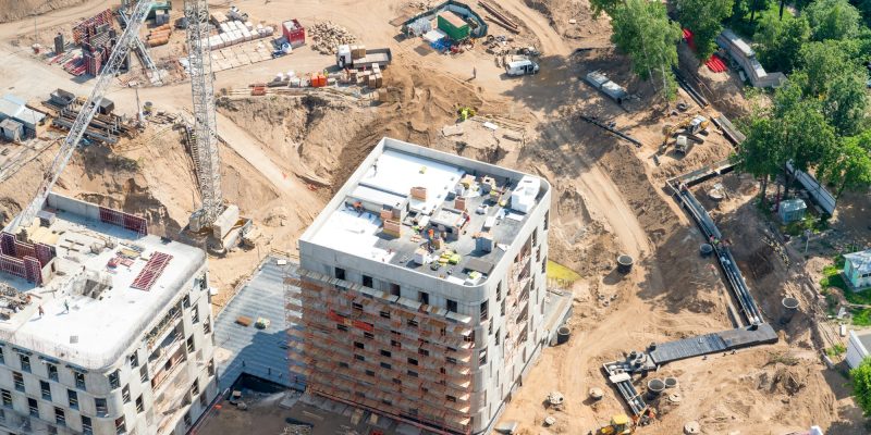 Top view of a construction site